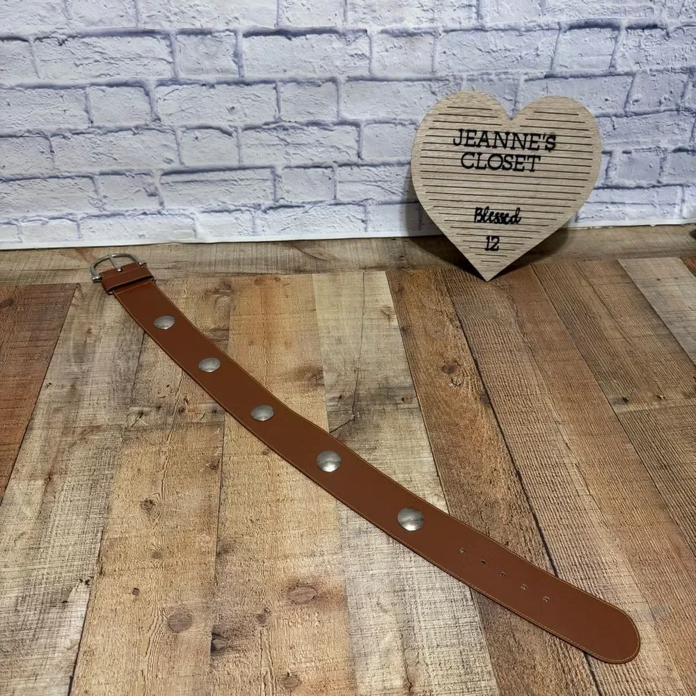 Vintage y2k express wide leather studded belt